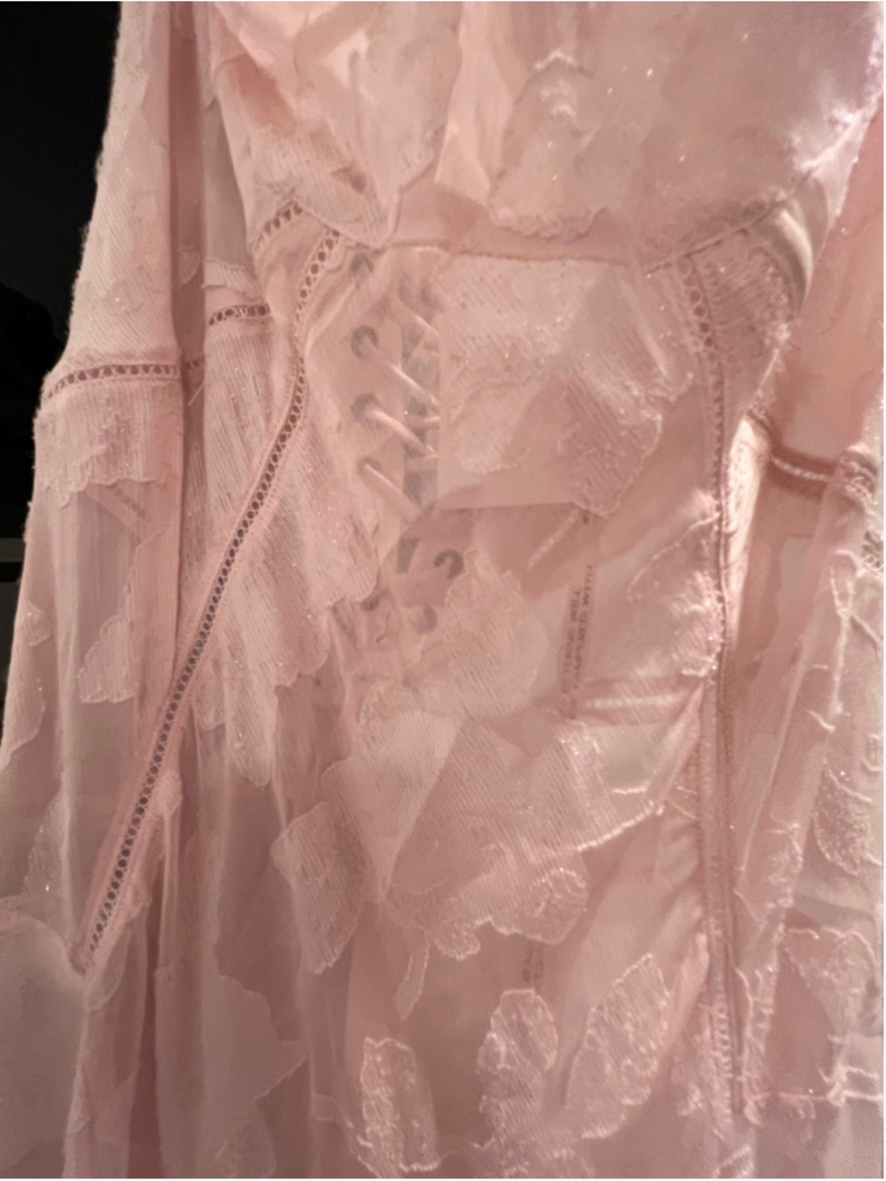 NWT House of Cb 'Seren' Soft Pink Floral Lace Back Maxi Dress Balletcore XL A/C - Picture 6 of 8